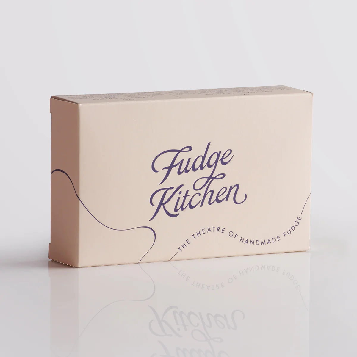 Fudge Kitchen elegant gift box displaying back view for the single slice of handmade fudge flavour Chocolate Swirl Fudge
