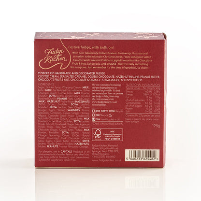 Fudge Kitchen festive fudge collection back of box showing ingredient listing.