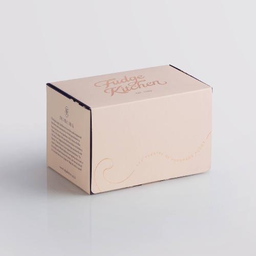 Buff-coloured 3-slice fudge gift made from premium materials with a soft matte finish and subtle foiled accents, this compact yet stylish box ensures your fudge is as much a feast for the eyes as it is for the taste buds.