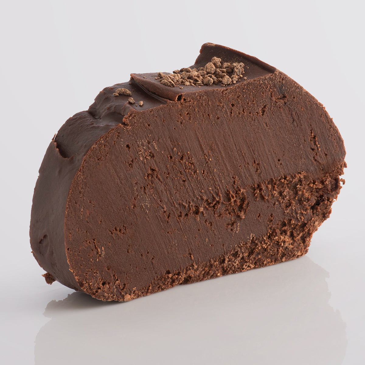 Chocolate Rum Fudge, a Fudge Kitchen indulgent, handmade fudge flavour with crumbled topping on a white background.