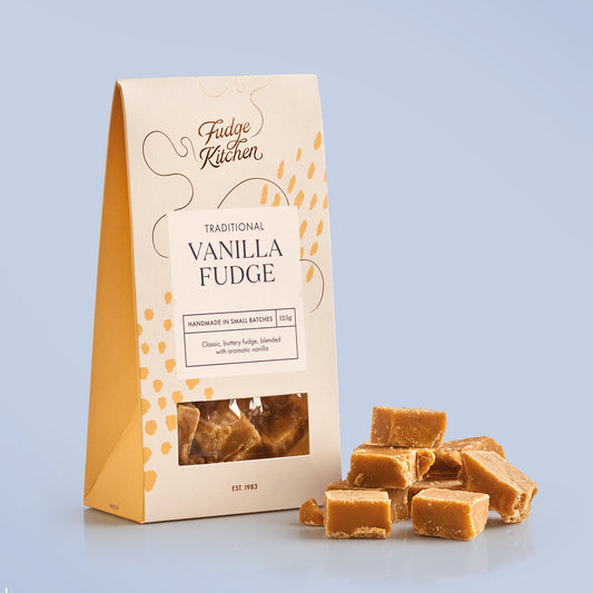 Enjoy the rich, buttery sweetness of Traditional Vanilla Fudge. A classic crumbly fudge with fragrant vanilla for a melt-in-your-mouth experience.