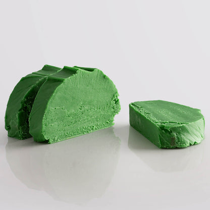 Apple Sour Fudge Special, a Fudge Kitchen indulgent, handmade fresh fudge flavour shown in 3 slices.