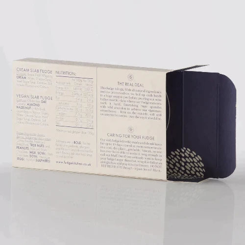 Fudge Kitchen elegant gift box displaying back view for the indulgent, handmade fudge flavour Strawberries & Cream Fudge  
