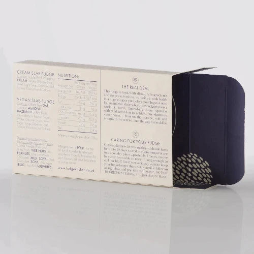 Fudge Kitchen elegant gift box displaying front view for the indulgent, handmade fudge flavour Maple Walnut Fudge 