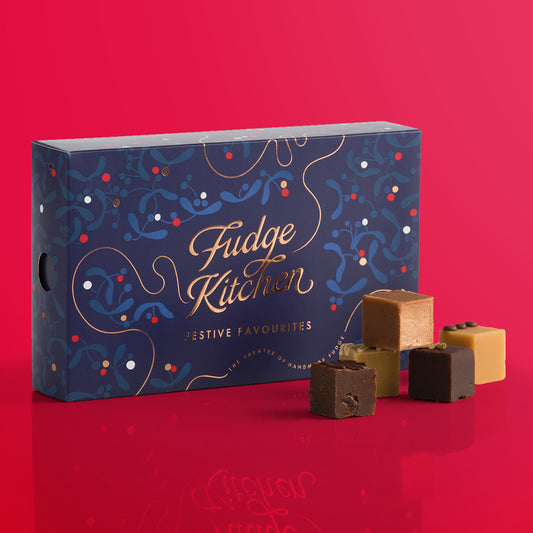 Festive Favourites Fudge Selection Christmas Fudge Gift Box with Fudges Displayed