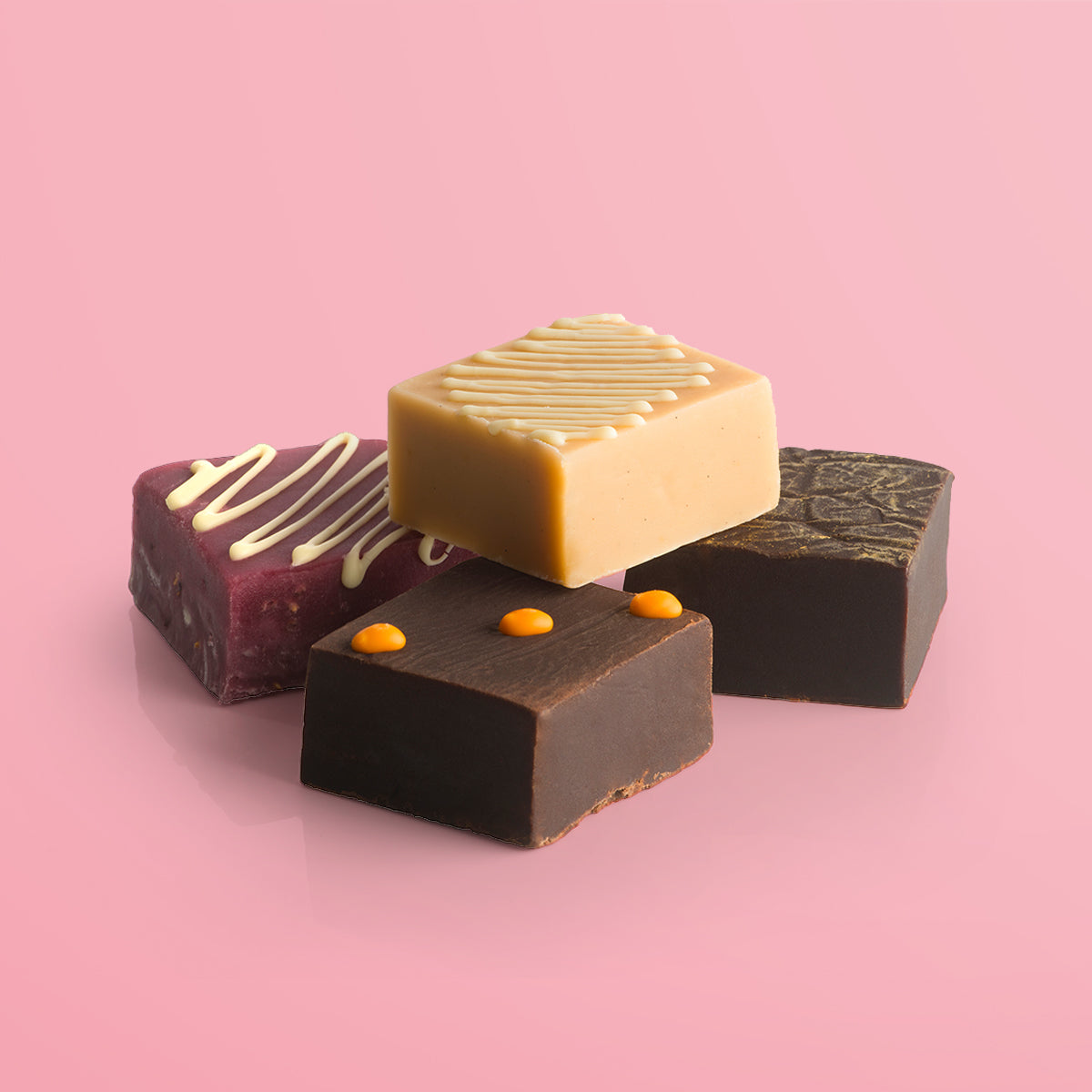 Group of butter fudge sharing squares in a variety of flavours