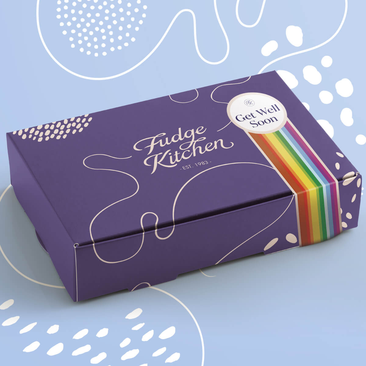 Butter fudge gift box with 'get well soon' band
