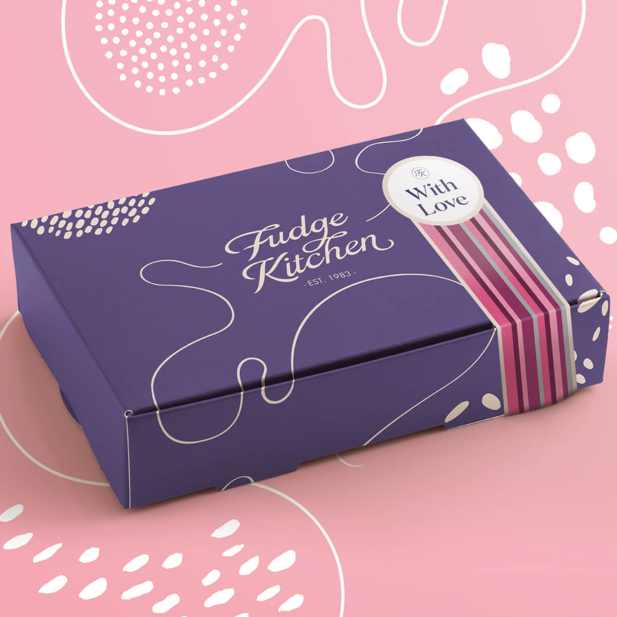 Butter fudge gift box with a 'With Love' band