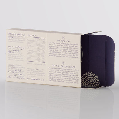 Fudge Kitchen elegant gift box displaying front view for the single slice of handmade fudge flavour Pumpkin Spice Fudge
